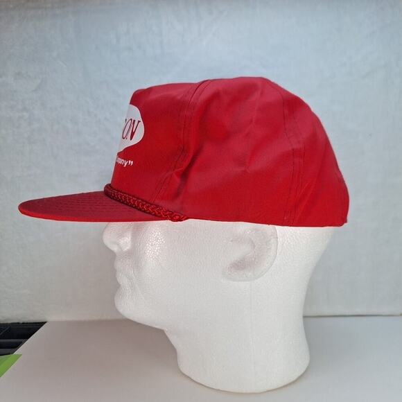 Vintage Larson The Storm Door Company Rope Hat Cap Red Zip-Back 90s - Picture 3 of 8